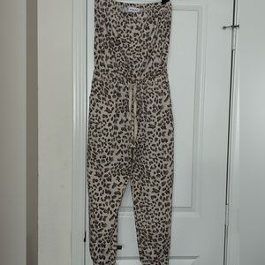 Leopard strapless jumpsuit